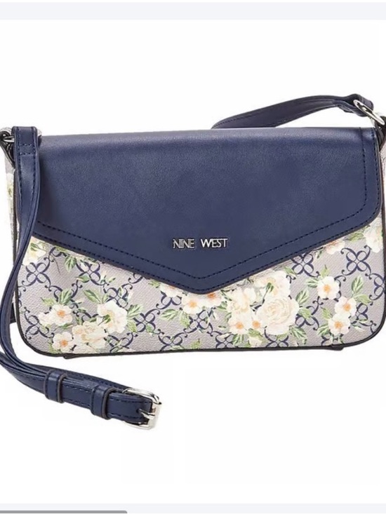 Nine West Handbags - Nine West Navy and Cream Floral Crossbody
